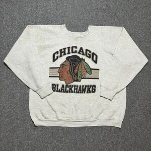 Vintage Chicago Blackhawks Fruit of the Loom Sweatshirt Mens XL Gray NHL Raglan